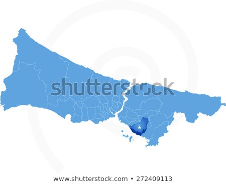 Foto stock: Istanbul Map With Administrative Districts Where Kartal Is Pulle