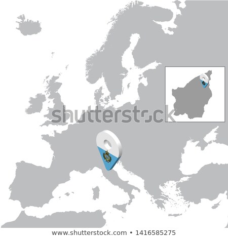 Foto stock: High Detailed Vector Map Of San Marino With Navigation Pins
