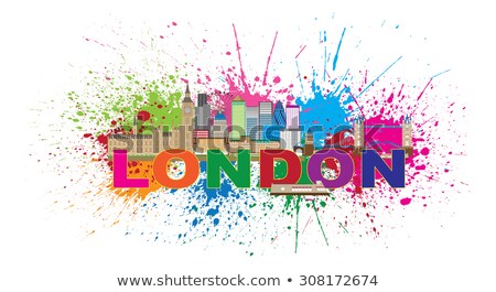 ストックフォト: London Skyline Paint Splatter Color Text Illustration