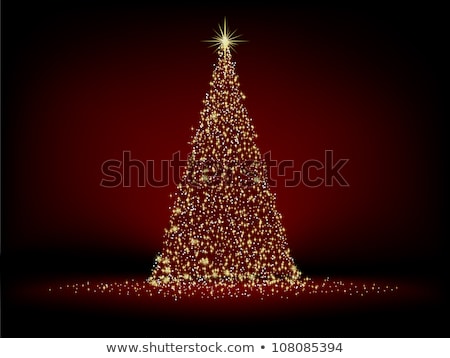 Stock fotó: Abstract Golden Christmas Tree On Red Eps 8