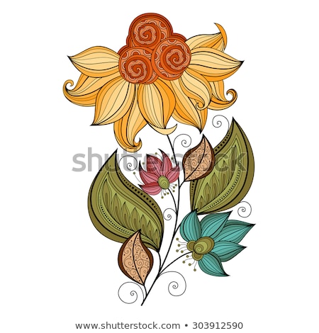 Foto stock: Vector Beautiful Colored Contour Flower