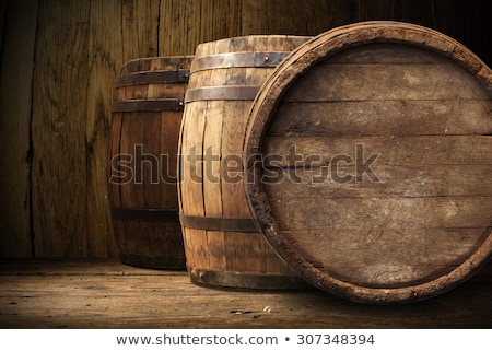 Foto stock: Wood Wine Barrels In A Winery