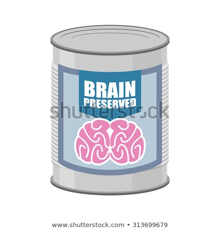 ストックフォト: Canned Brains Tin With Brain Vector Illustration Food For Mind