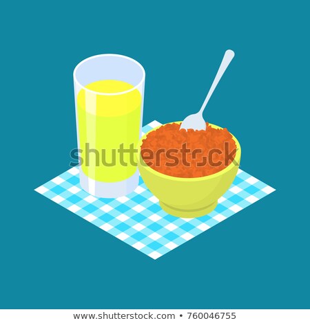 Сток-фото: Lentil Porridge And Fruit Juice Breakfast Healthy Food Vector