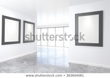 [[stock_photo]]: Modern Bright Gallery With Black Frames 3d Rendering