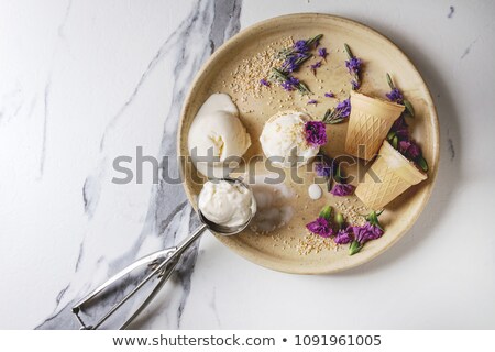 Сток-фото: Vanilla Ice Cream With Edible Flowers