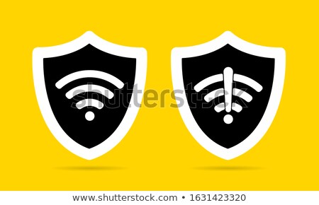 Сток-фото: Shield Icon Wifi Sign Protectoin Sign Flat Design Vector Illustration Isolated On White Backgrou