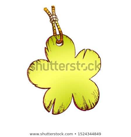 ストックフォト: Label In Flower Form Hanging On Rope Ink Vector