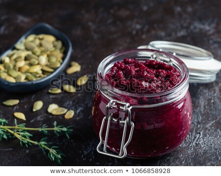 Stok fotoğraf: Tasty Fresh Hummus In Jar