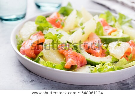 Stok fotoğraf: Smoked Salmon Salad With Avocado Grapefruit