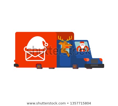 Santa Post Car Claus And Deer Carry Mail From Children Happy N Сток-фото © MaryValery