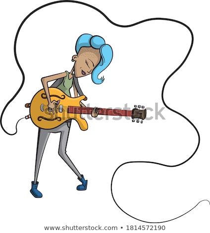 Zdjęcia stock: Cartoon Expressive Guitarist Illustration