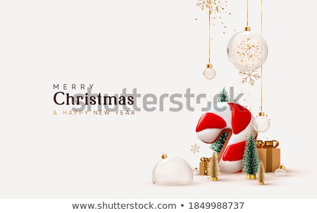 [[stock_photo]]: Greeting Card With Christmas Glass Ball With Christmas Trees