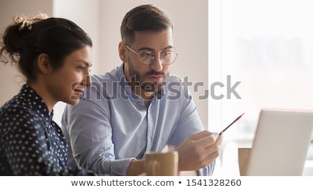 Foto stock: Working Business Man Team Of Broker Or Traders Talking About Fo