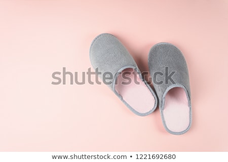 Foto stock: A Pair Of Grey Slippers