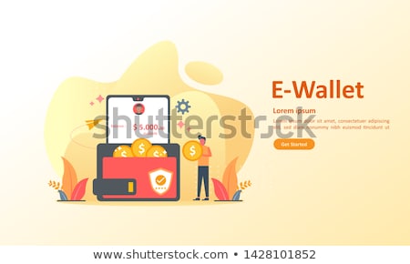 Foto stock: Flat Digital Wallet Secure Transaction Concept