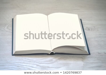 ストックフォト: Blank White Magazine On Soft Light Blue Wooden Board Mock Up For Branding Identity