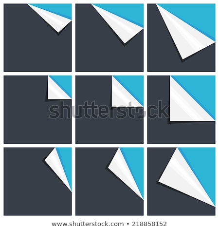 Stock fotó: Flat Blue Set Of Note Paper With Curled Corner