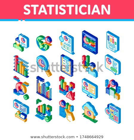 Statistician Assistant Isometric Icons Set Vector Foto stock © pikepicture