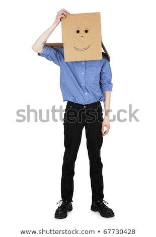 Guy Wore A Head Box With Painted Face Stockfoto © pzAxe