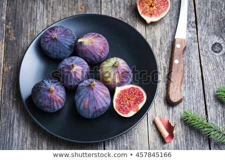 Stock fotó: Figs On Wooden Plate