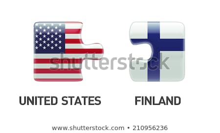 ストックフォト: Usa And Finland Flags In Puzzle