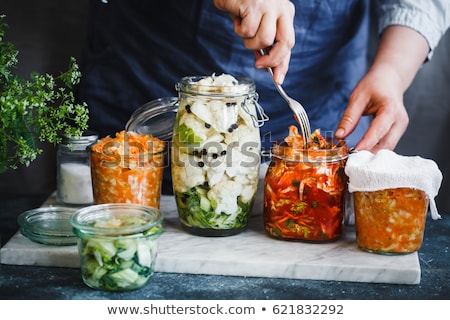 Сток-фото: Fermented Food Preserved Vegetables In Jars