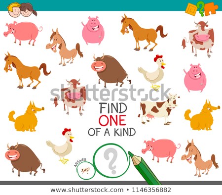 Foto stock: One Of A Kind Task With Cartoon Children
