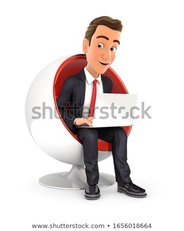3d Businessman Sitting In Round Chair And Using Laptop Zdjęcia stock © 3dmask