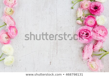 Wooden Frame On The Abstract Background With Bunch Of Flowers A 商業照片 © Neirfy