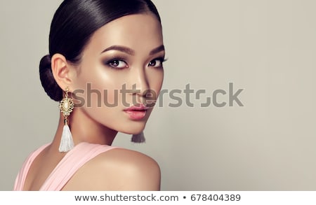 Foto stock: Elegant Fashionable Woman With Jewelry Beautiful Woman With A Sapphire Necklace Beauty Young Model