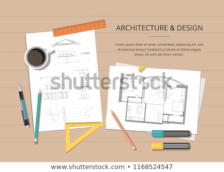 Stock photo: Tablet And Tools With House Plan Concept