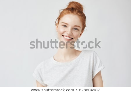 Stockfoto: Portrait Of Young Beautiful Girl With Freckles