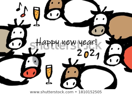 ストックフォト: Fun Greeting Card With Cow