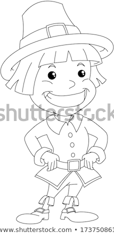 Stock photo: Settler Boy For Thanksgiving Coloring Page
