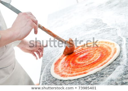 Stockfoto: Pizza Dough And Tomato Paste