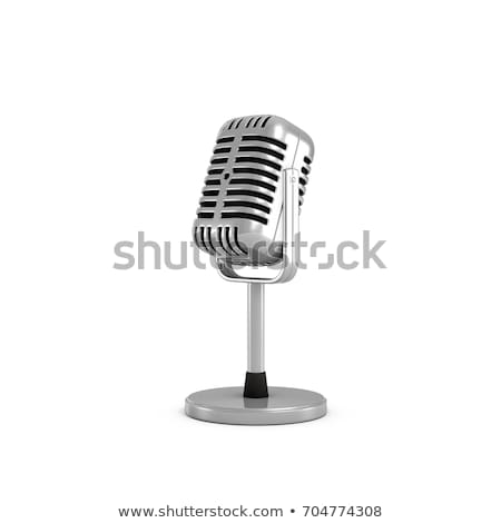 Foto stock: Metal Studio Microphone On The Stage 3d Rendering