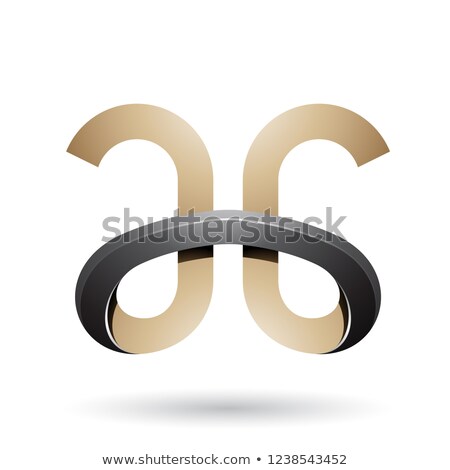 Stock photo: Beige And Black Bold Curvy Letters A And G Vector Illustration