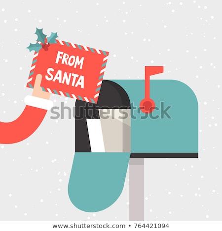 Foto stock: Red Mailbox With Letters Flat Illustration Christmas Mailbox Ic