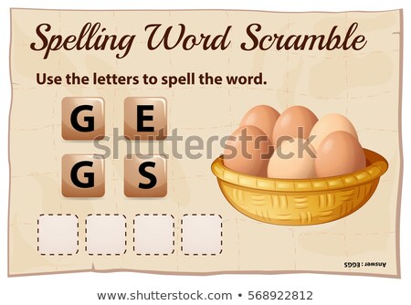 Stock fotó: Spelling Word Scramble Game Template With Word Eggs