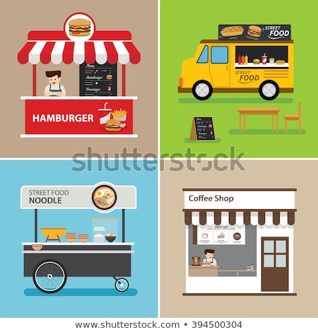 Сток-фото: Street Food Stall Hotdog Vector Illustration