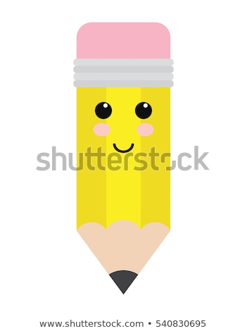 Stock fotó: Blushing Pencil Emoji Cartoon Illustration