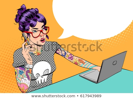 Stock fotó: Punk Rock Woman And Laptop