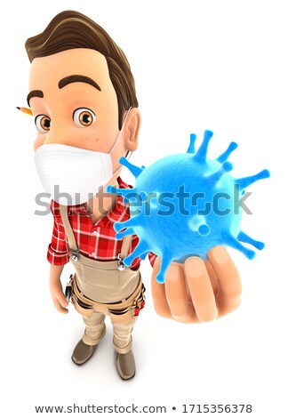 3d Handyman Holding Virus Zdjęcia stock © 3dmask