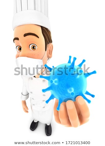 3d Head Chef Holding Virus Zdjęcia stock © 3dmask