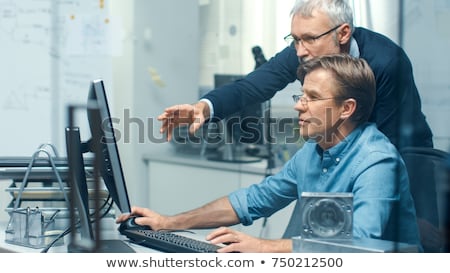 Stockfoto: Construction Worker With Whiteboard