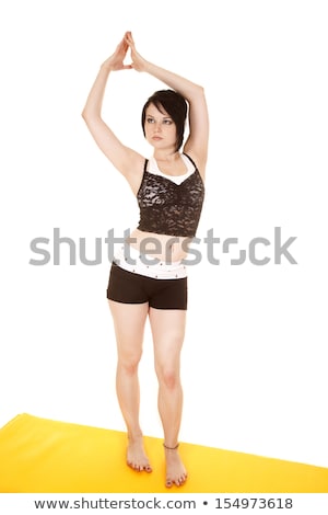 Сток-фото: Attractive Young Woman Holding Head With Hands In Lace Top