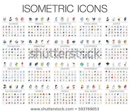 ストックフォト: Art Color Isometric Icons Set
