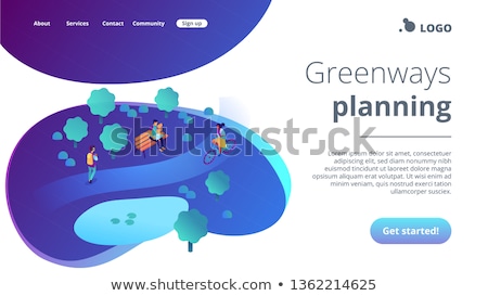 Stock fotó: Ecological Greenway Isometric 3d Landing Page