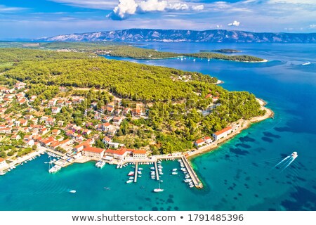 Amazing Town Of Hvar Waterfront Aerial View Foto stock © xbrchx